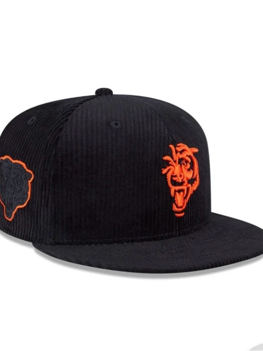 CHICAGO BEARS New Era Black Corduroy Snapback with Orange Tiger Patch